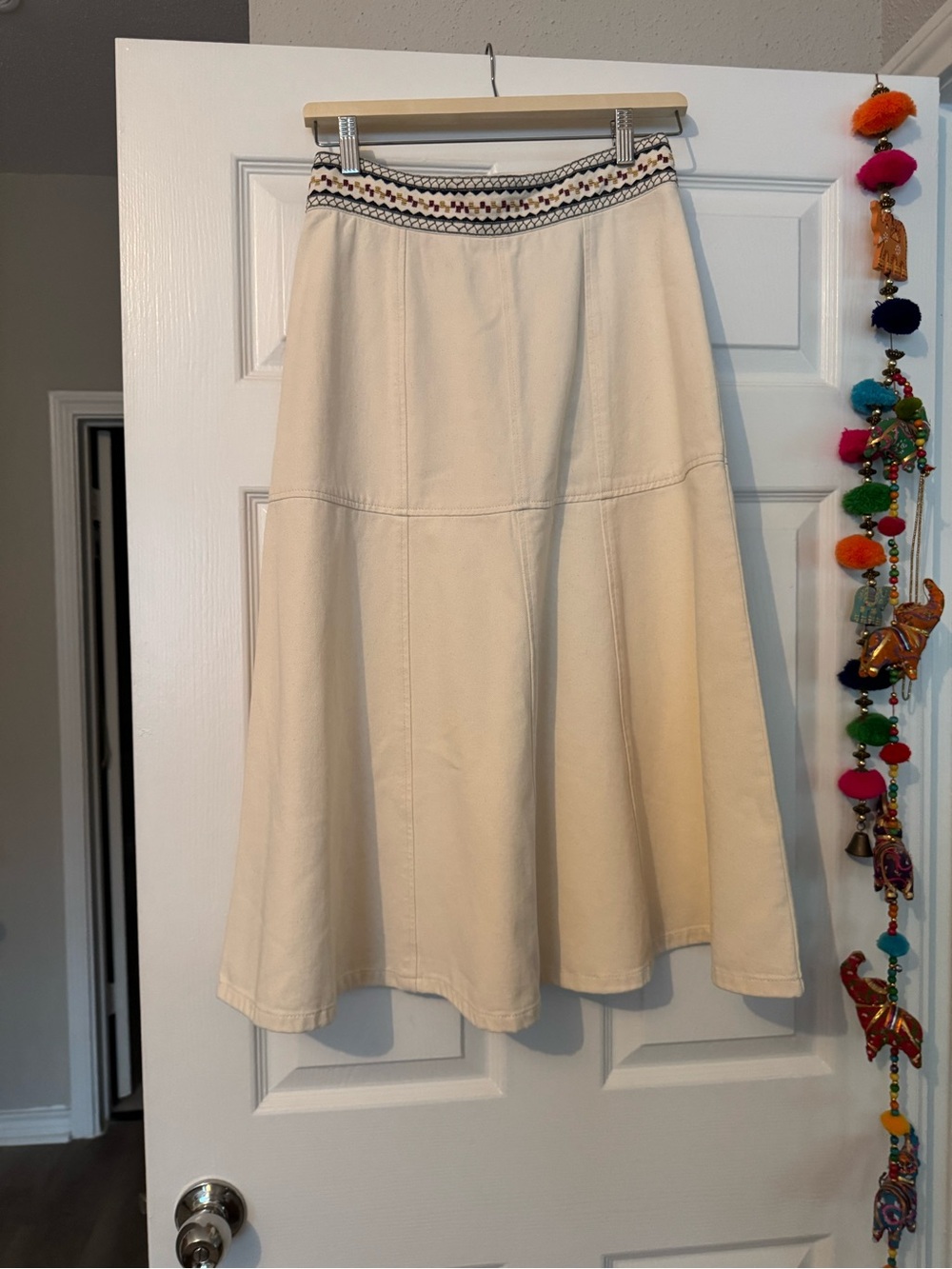 Christy Lynn denim midi white skirt size 2 brand new with tags